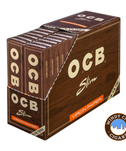 OCB Rolling Papers -Unbleached Virgin Slim + Tips