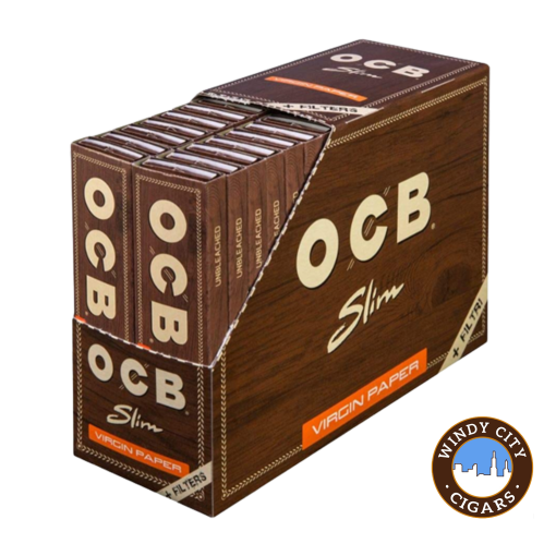 OCB Rolling Papers -Unbleached Virgin Slim + Tips