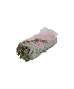 White sage stick with pink feather