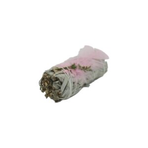 White sage stick with pink feather