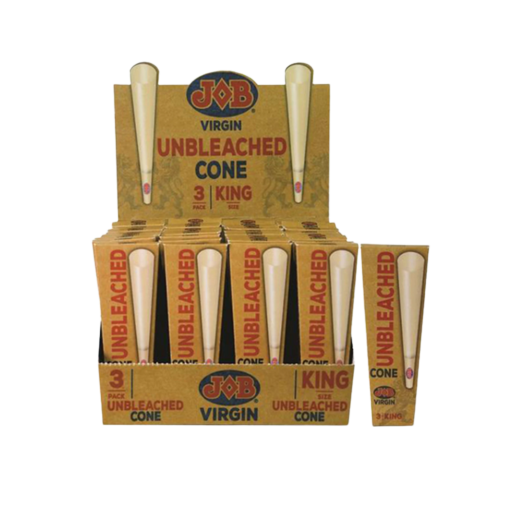 JOB Virgin Unbleached Pre-Rolled Cones – KING 32 pack Display