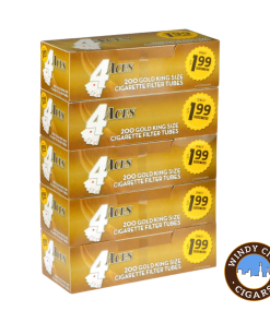 4 Aces Cigarette Tubes – Gold (King) 5 Pack 1000ct (PRE PRICED)