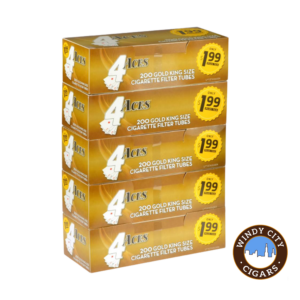 4 Aces Cigarette Tubes – Gold (King) 5 Pack 1000ct (PRE PRICED)