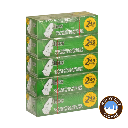 4 Aces Cigarette Tubes – Menthol (King) 5 Pack 1000ct (PRE PRICED)