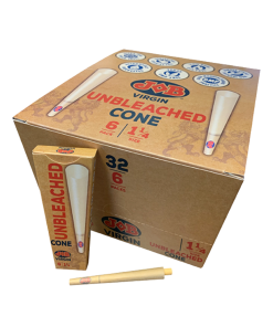 JOB Virgin Unbleached Pre-Rolled Cones – 1 14 Box of 32 packs