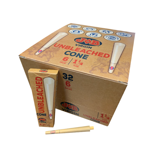 JOB Virgin Unbleached Pre-Rolled Cones – 1 14 Box of 32 packs