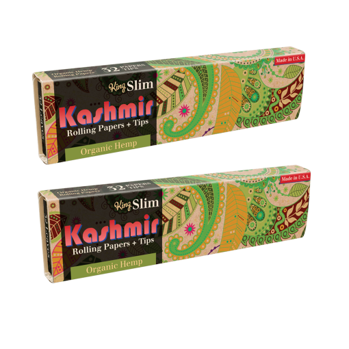 Kashmir Organic Hemp Rolling Papers + Tips King Slim (3 pack)