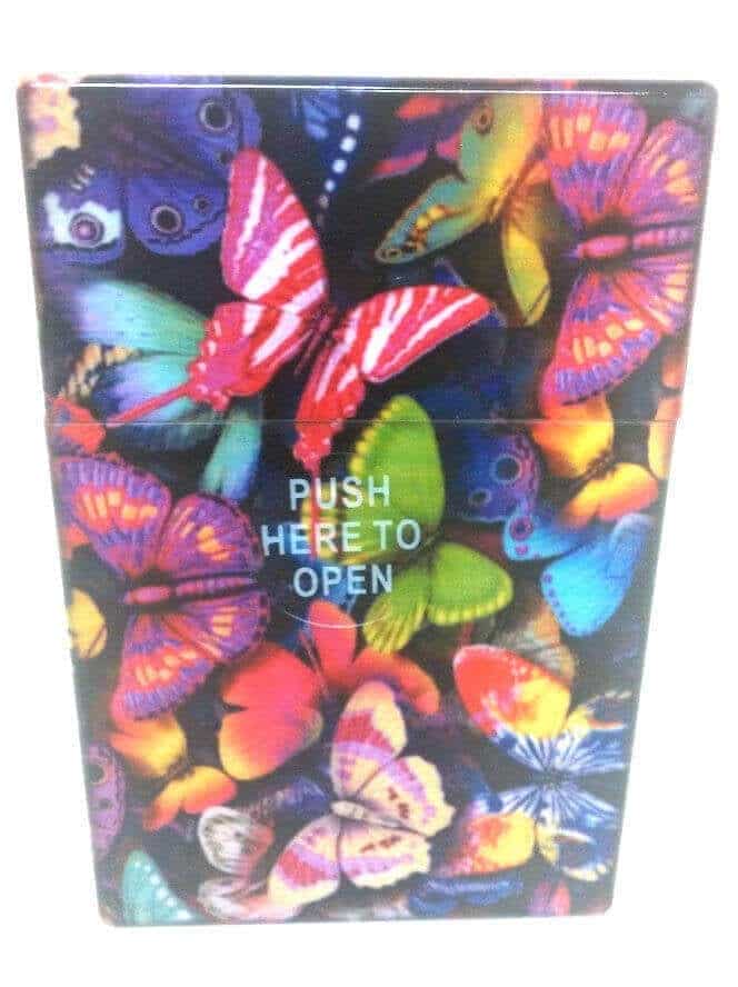 King Size Plastic PushtoOpen Cigarette Case Butterfly